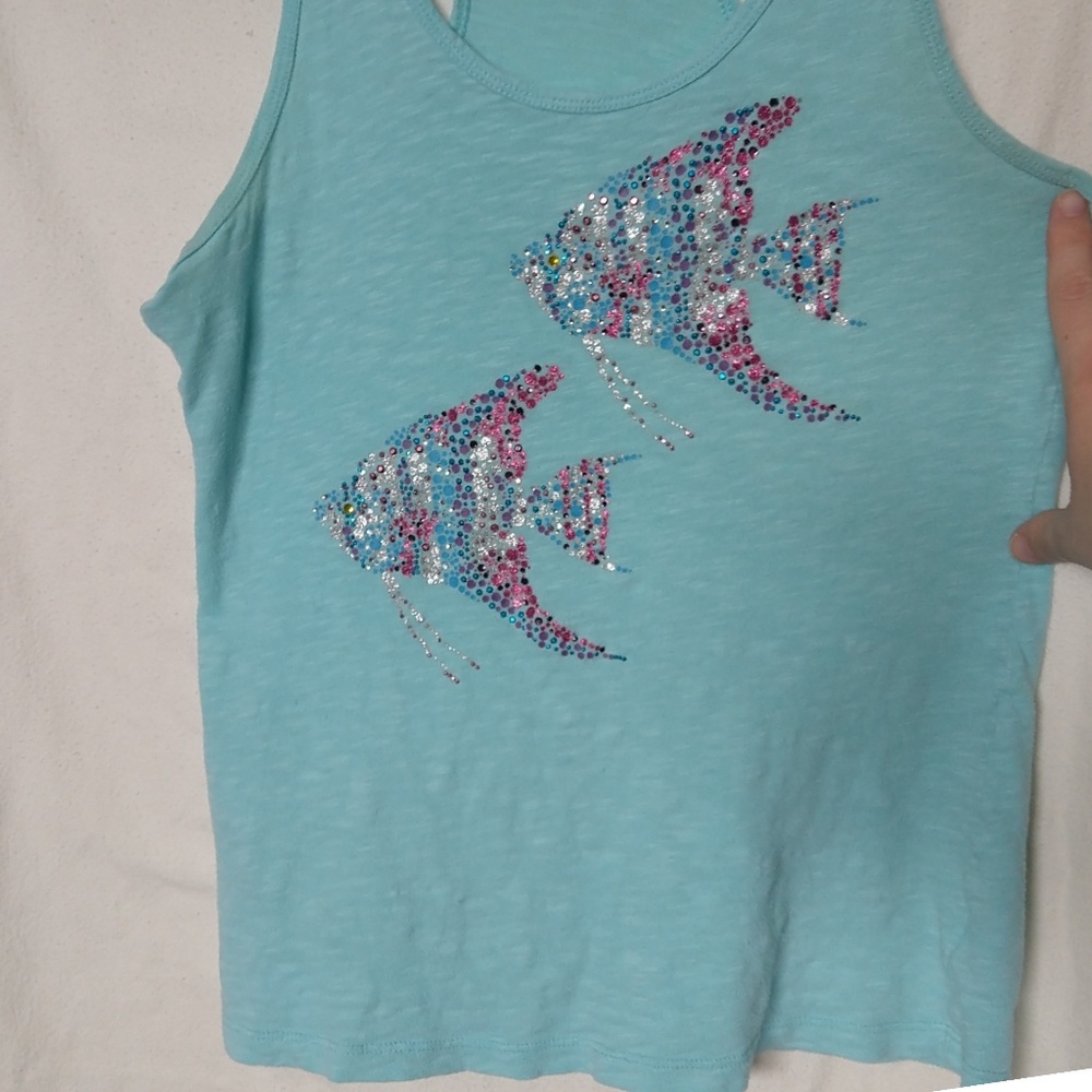 Women's Small Old Navy Bright Blue Tank w/ fish